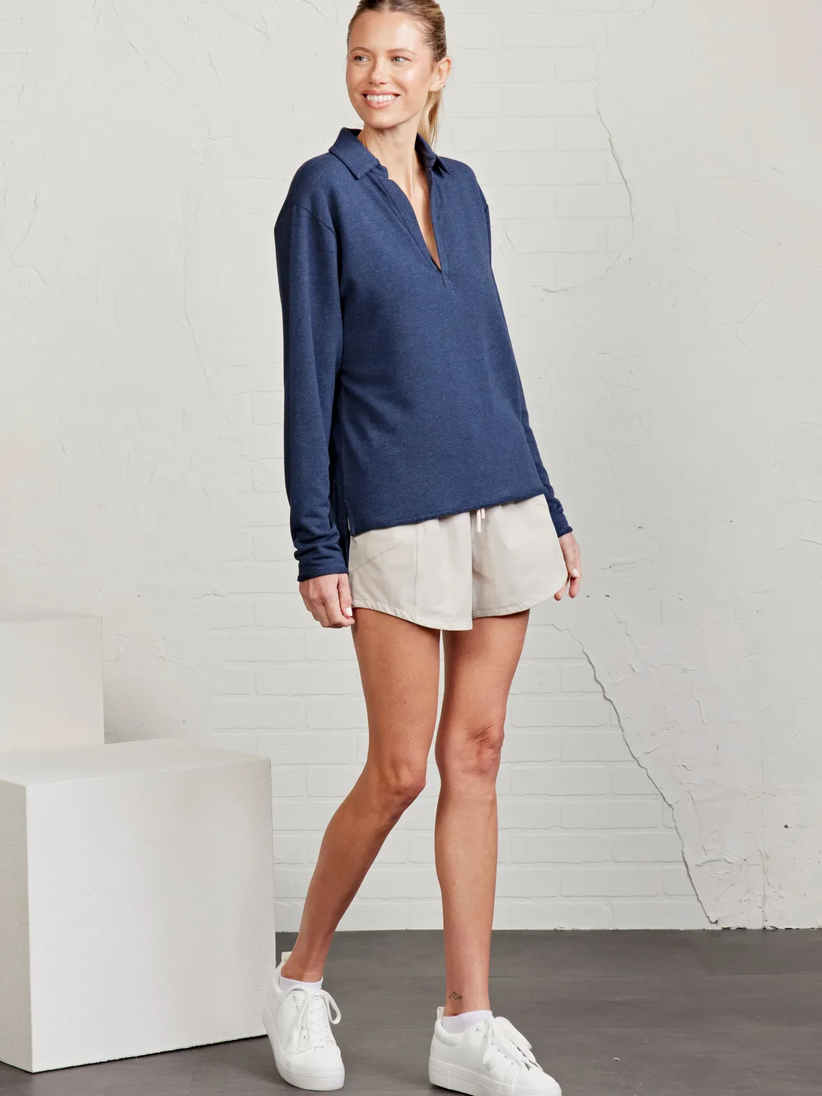French Terry Polo Sweatshirt