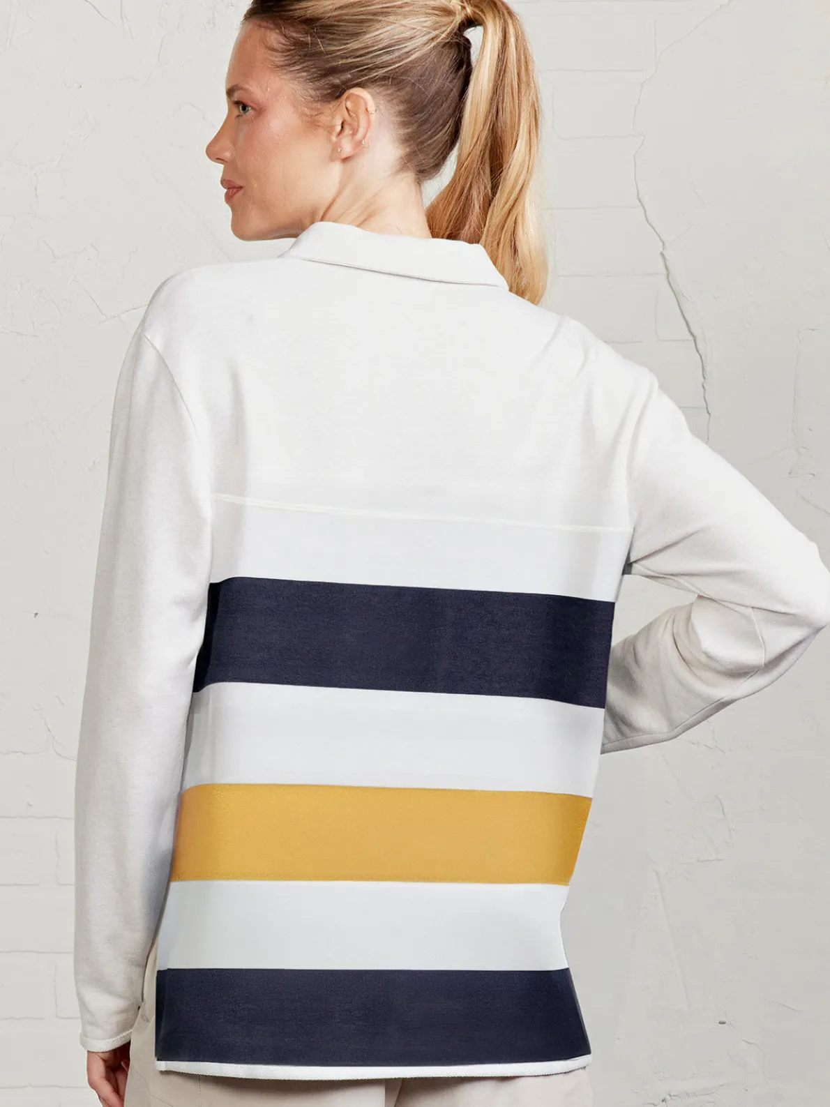 French Terry Polo Sweatshirt - Stripe